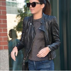 RARE!! ZARA Biker Moto Real Genuine Leather Jacket Kendall Kylie Jenner